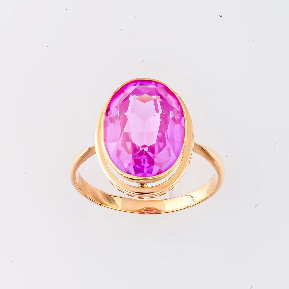 Кольцо с фианитом из красного золота 583 пробы