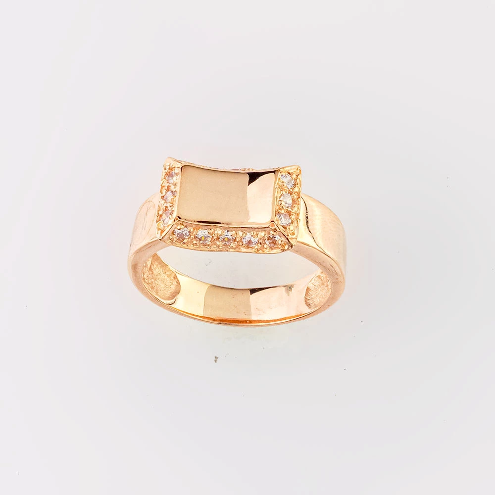 Кольцо с фианитом из красного золота 585 пробы