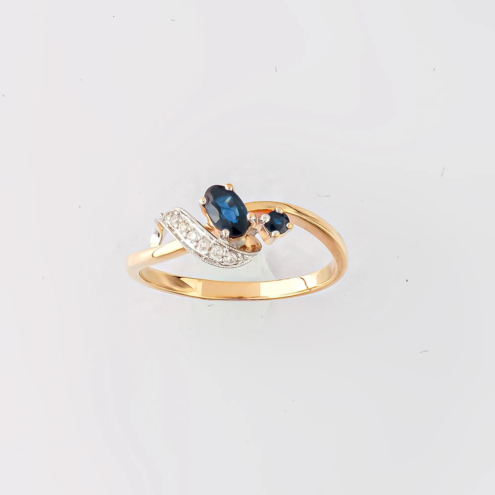 Кольцо с сапфиром из красного золота 585 пробы