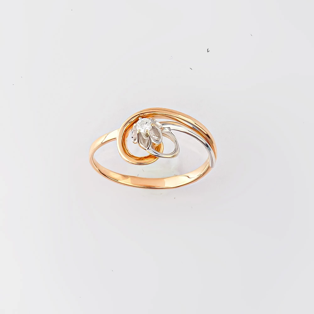 Кольцо с бриллиантом из красного золота 585 пробы