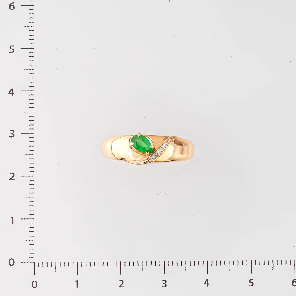 Кольцо с изумрудом из красного золота 585 пробы