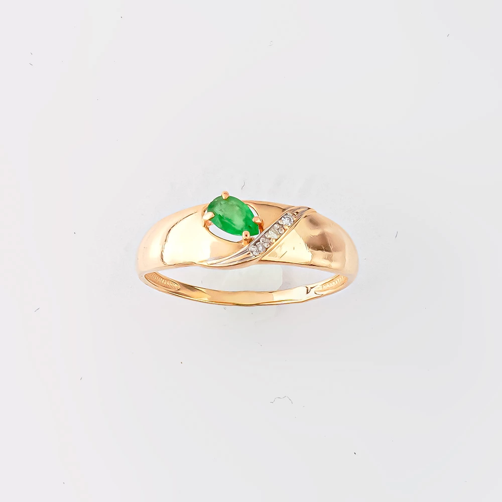 Кольцо с изумрудом из красного золота 585 пробы