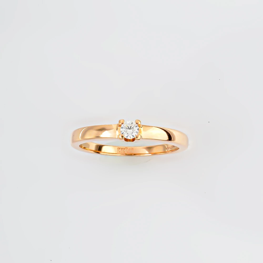 Кольцо с бриллиантом из красного золота 585 пробы