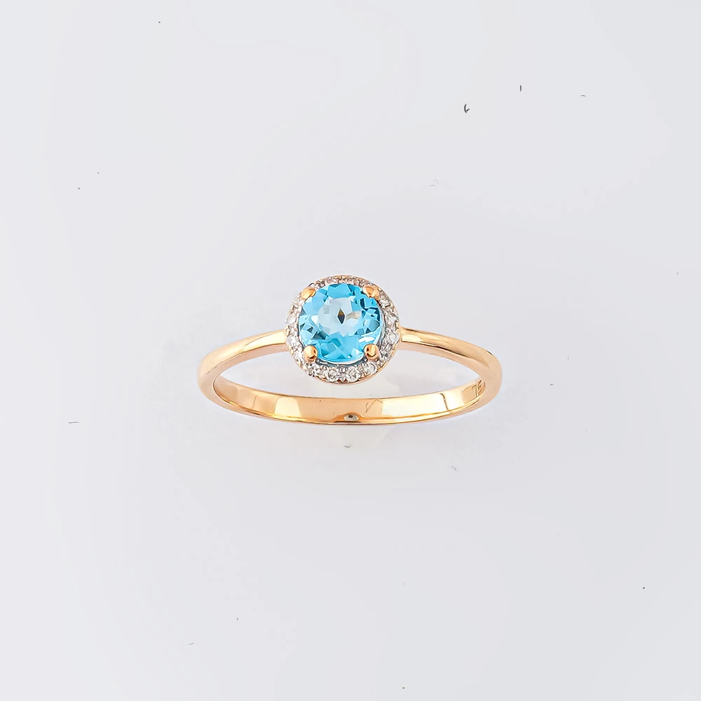 Кольцо с топазом из красного золота 585 пробы