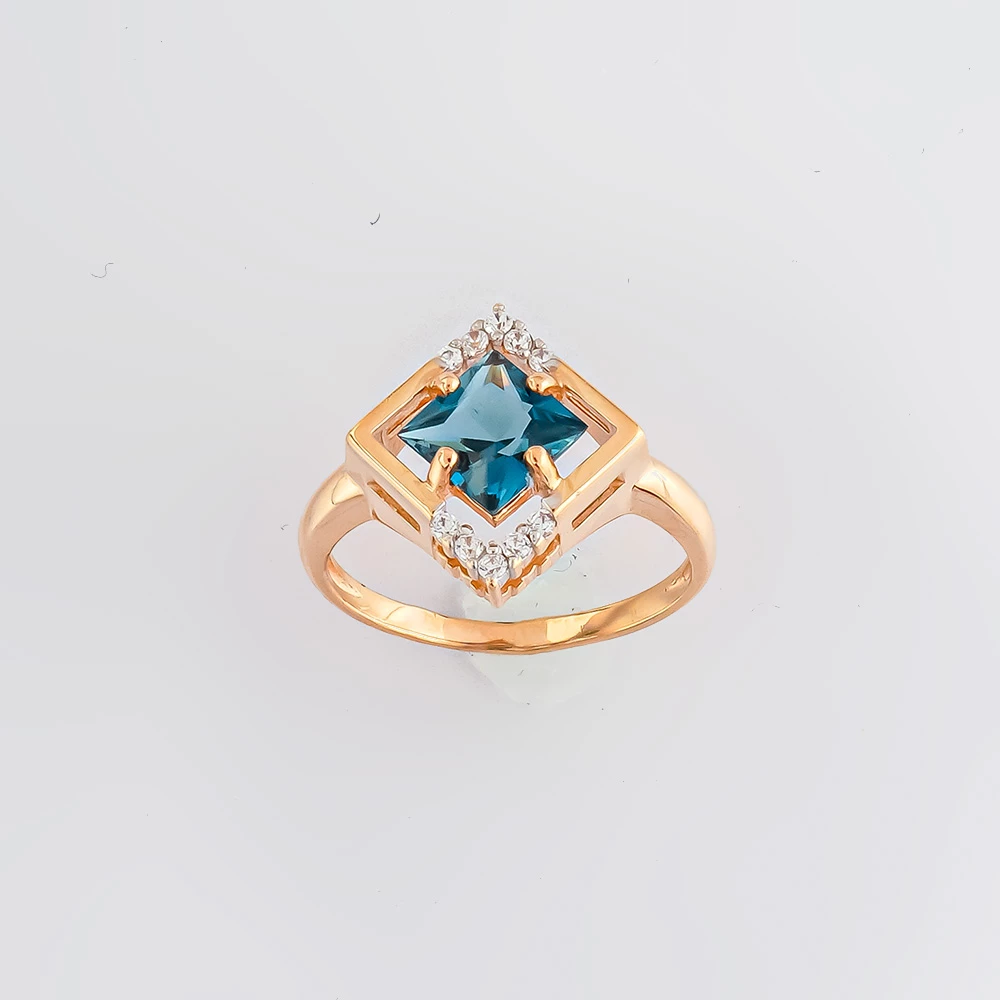 Кольцо с топазом лондон из красного золота 585 пробы