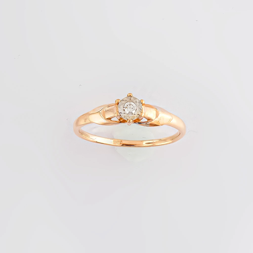 Кольцо с бриллиантом из красного золота 585 пробы