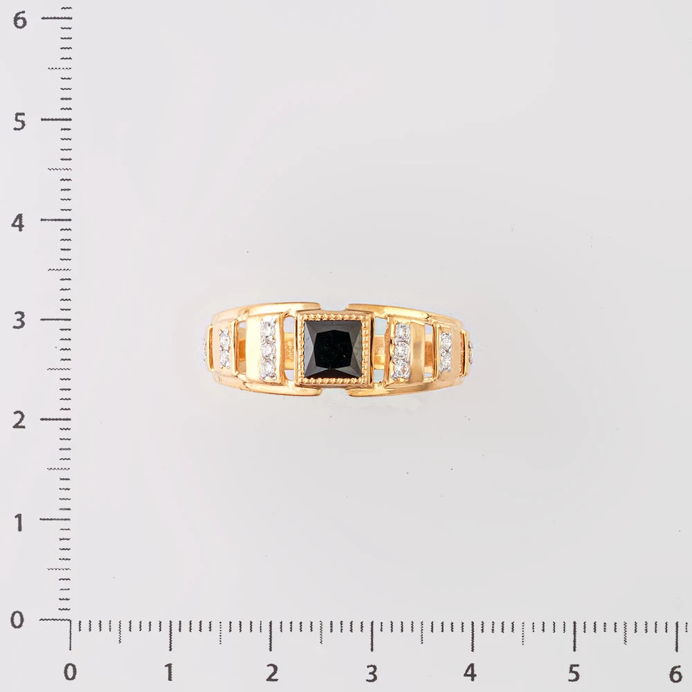 Кольцо с фианитом из красного золота 585 пробы