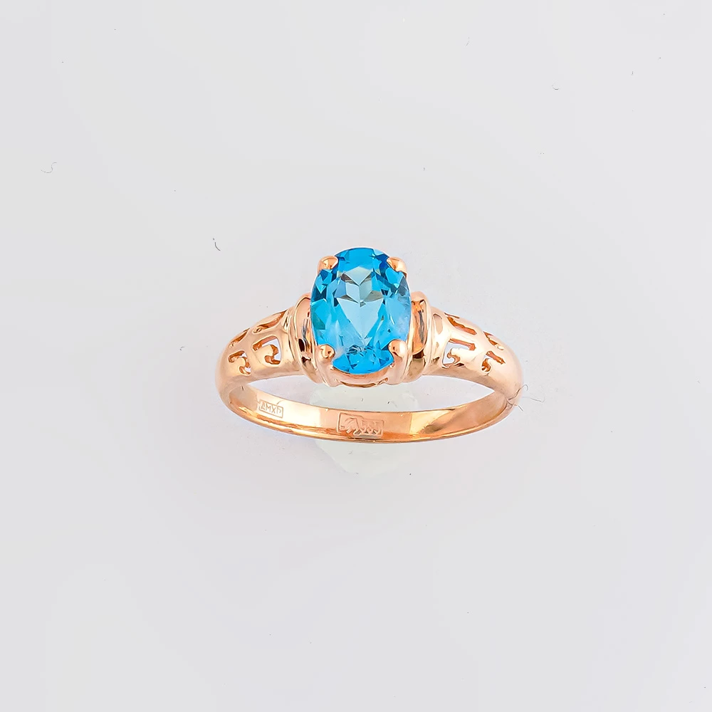 Кольцо с топазом из красного золота 585 пробы Кольцо с топазом из красного золота 585 пробы