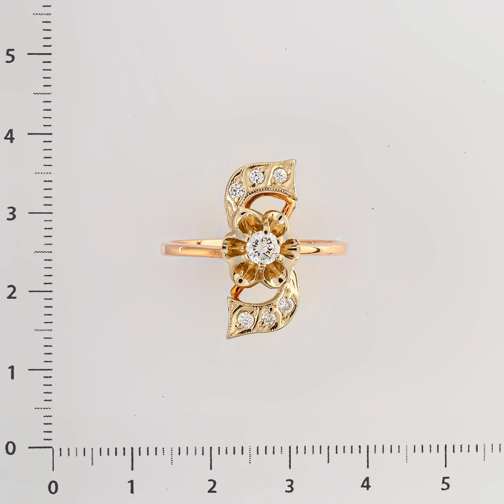 Кольцо с фианитом из красного золота 585 пробы