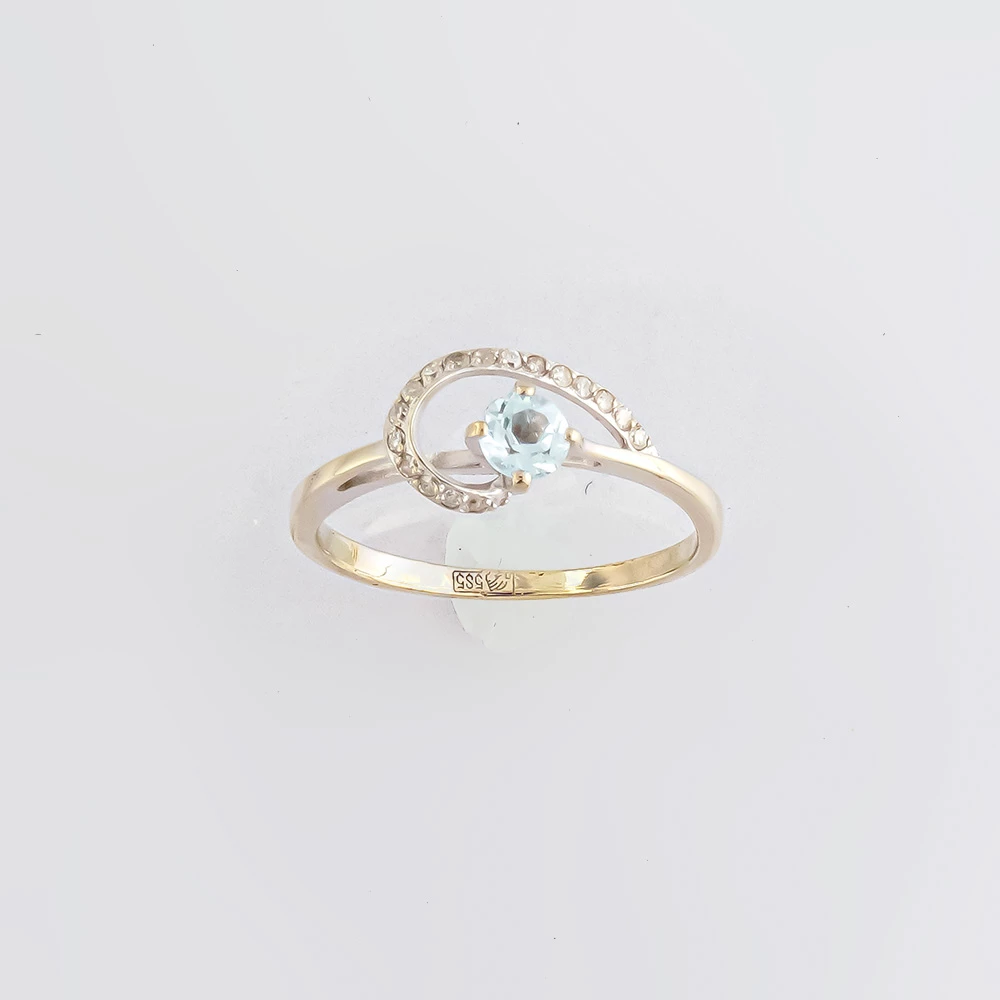 Кольцо с топазом из белого золота 585 пробы