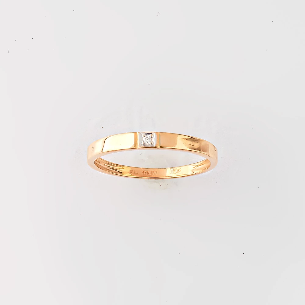 Кольцо с бриллиантом из красного золота 585 пробы