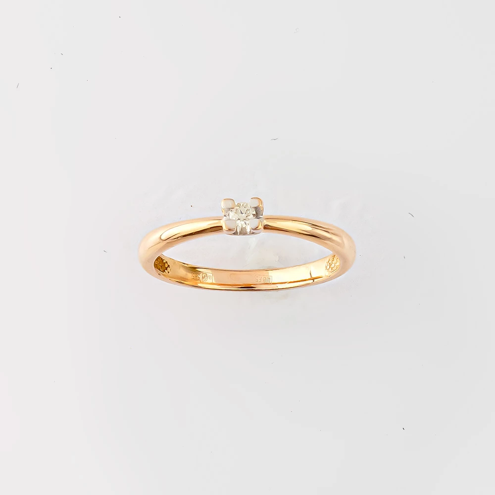 Кольцо с бриллиантом из красного золота 585 пробы