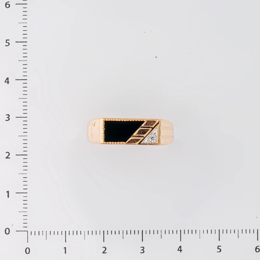 Кольцо с ониксом из красного золота 585 пробы