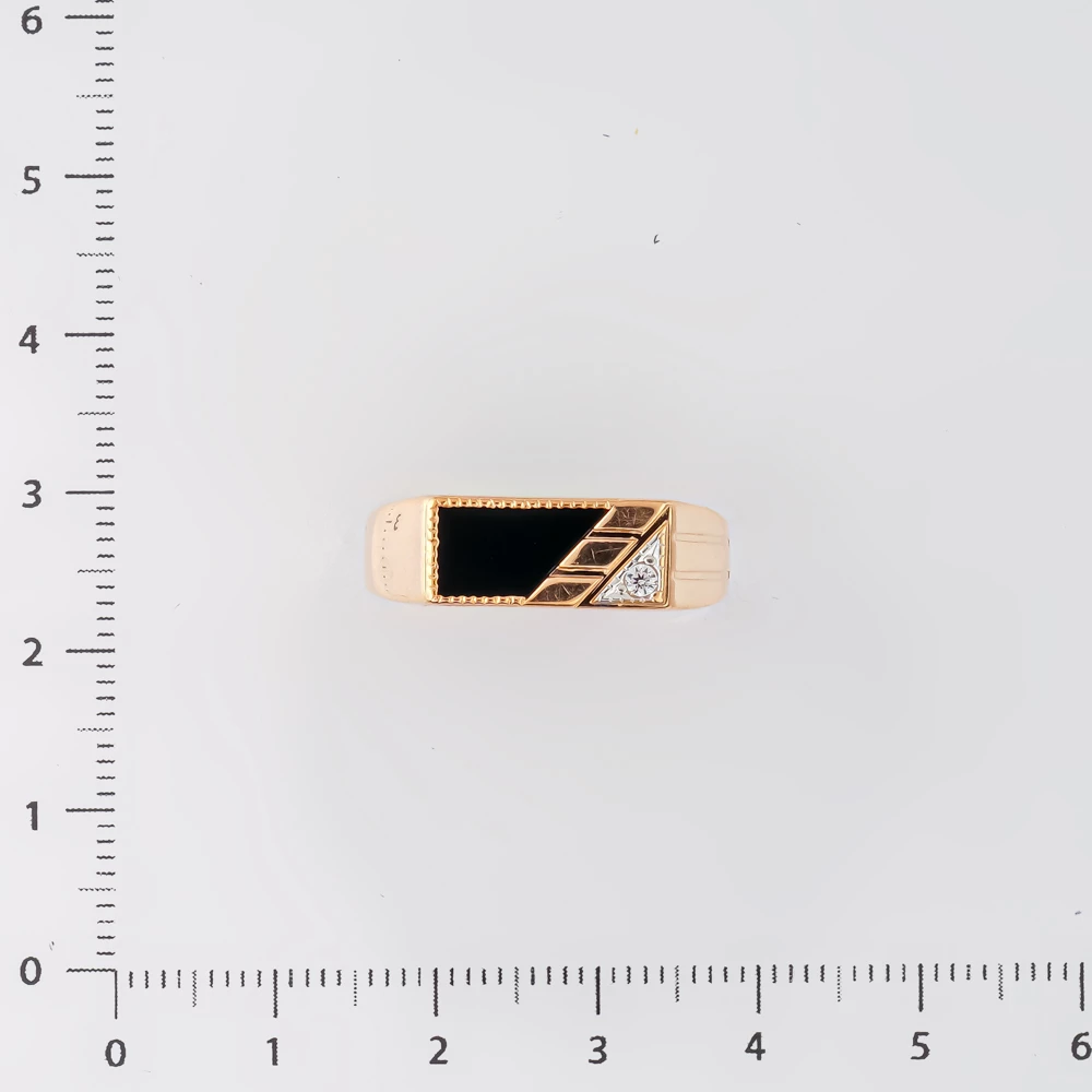 Кольцо с ониксом из красного золота 585 пробы