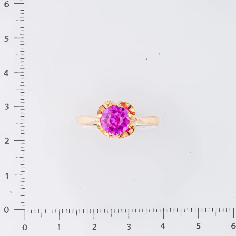 Кольцо с фианитом из красного золота 583 пробы