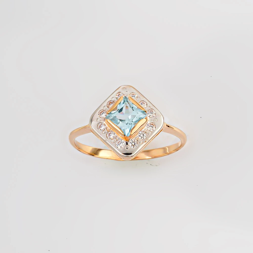 Кольцо с топазом из красного золота 585 пробы