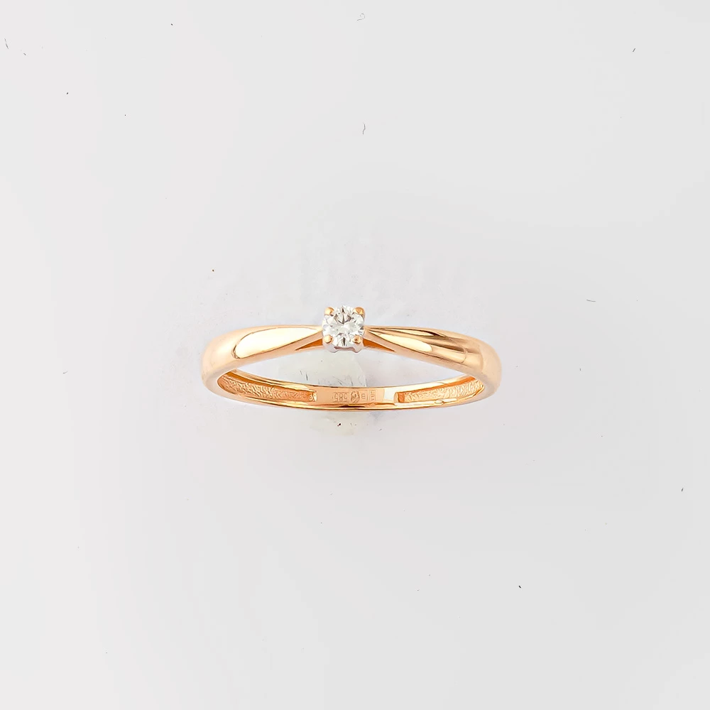 Кольцо с бриллиантом из красного золота 585 пробы