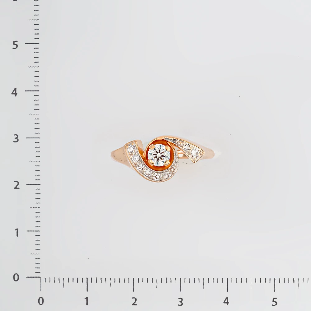 Кольцо с фианитом из красного золота 585 пробы