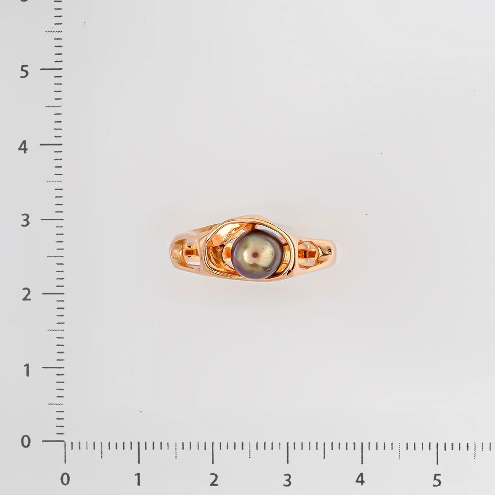 Кольцо с культивированным жемчугом из красного золота 585 пробы
