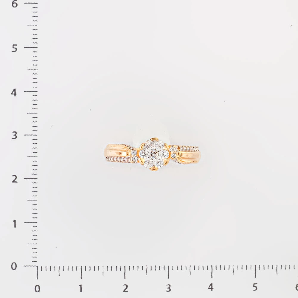 Кольцо с фианитом из красного золота 585 пробы