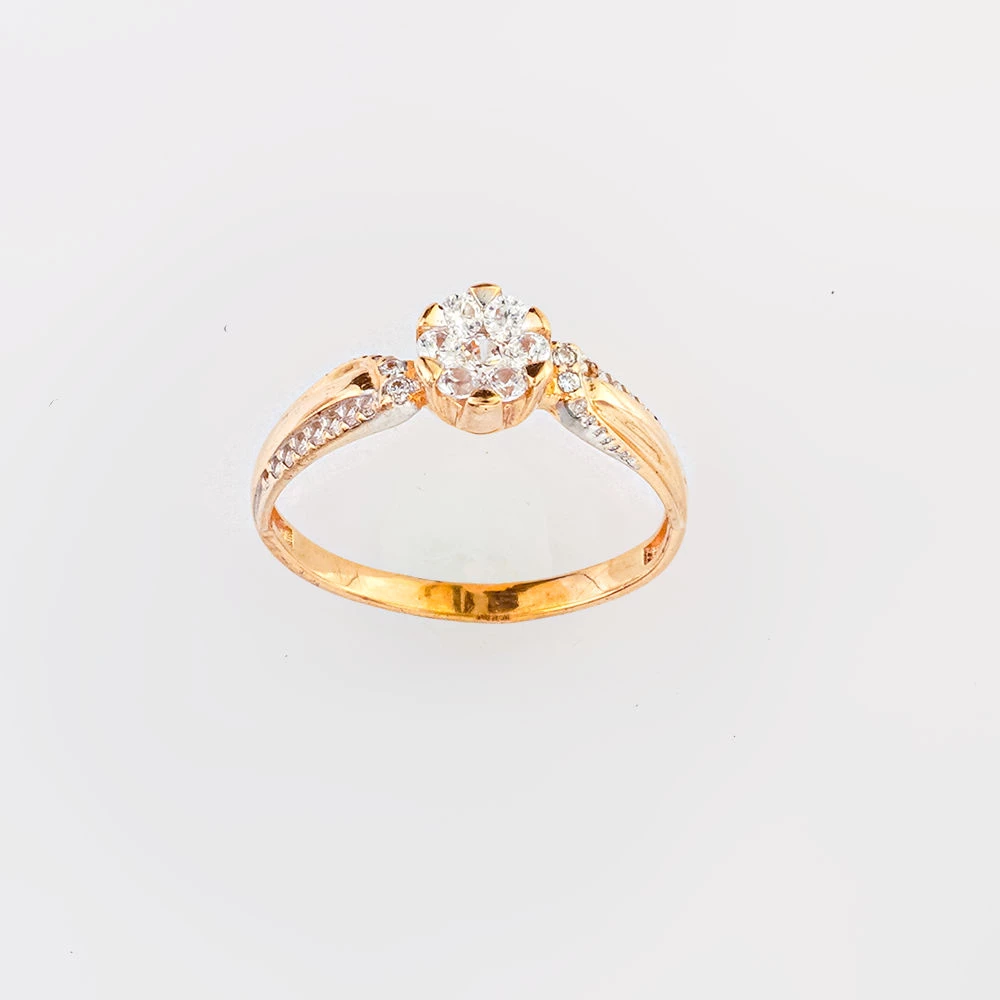 Кольцо с фианитом из красного золота 585 пробы