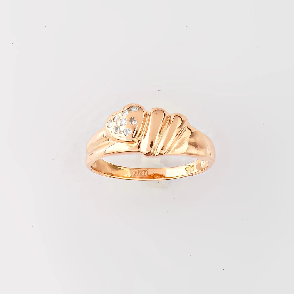 Кольцо с бриллиантом из красного золота 585 пробы