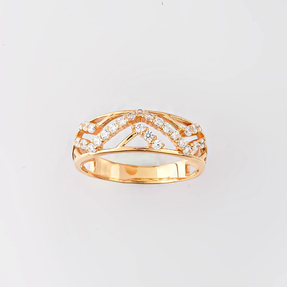 Кольцо с фианитом из красного золота 585 пробы Кольцо с фианитом из красного золота 585 пробы