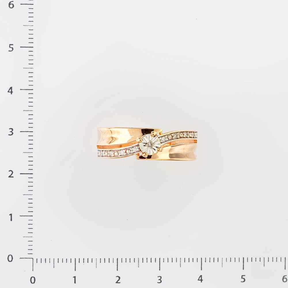 Кольцо с бриллиантом из красного золота 585 пробы