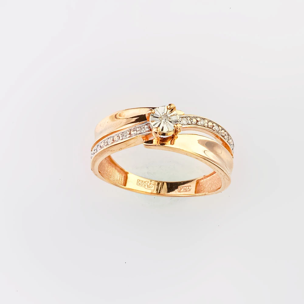 Кольцо с бриллиантом из красного золота 585 пробы