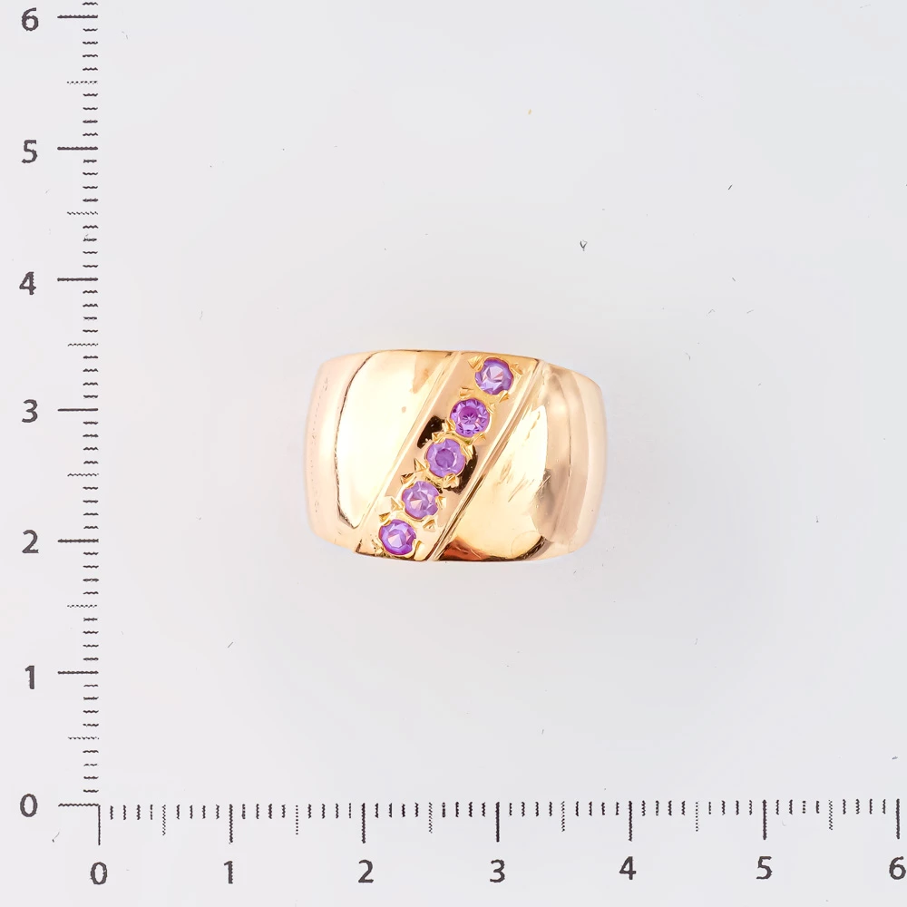 Кольцо с фианитом из красного золота 585 пробы