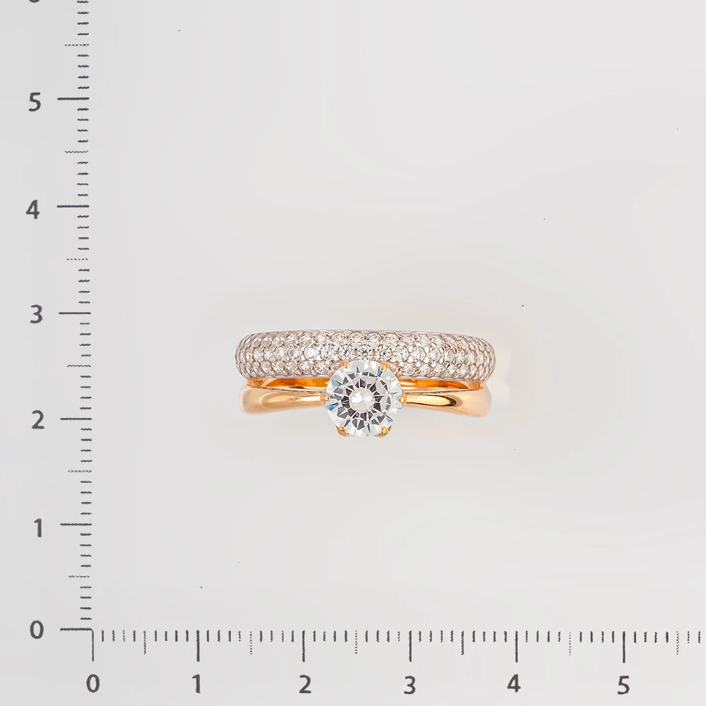 Кольцо с фианитом из красного золота 585 пробы