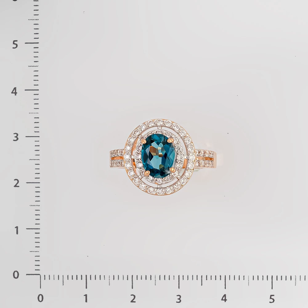 Кольцо с топазом лондон из красного золота 585 пробы