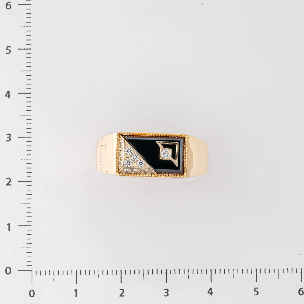 Кольцо с ониксом из красного золота 585 пробы