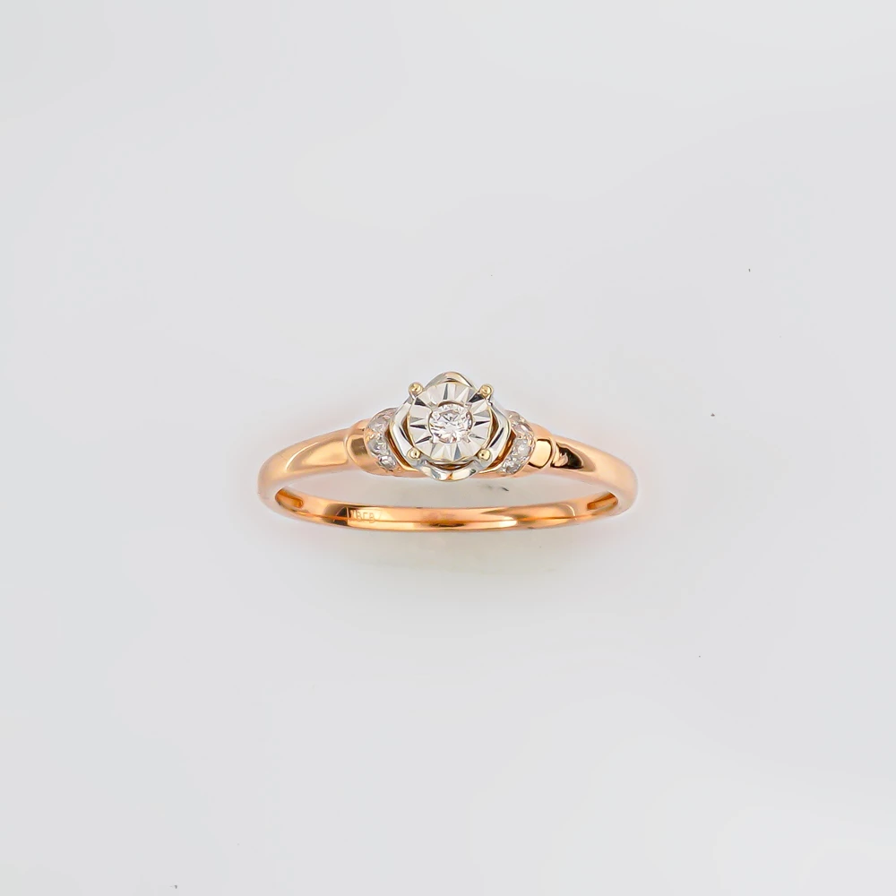 Кольцо с бриллиантом из красного золота 585 пробы