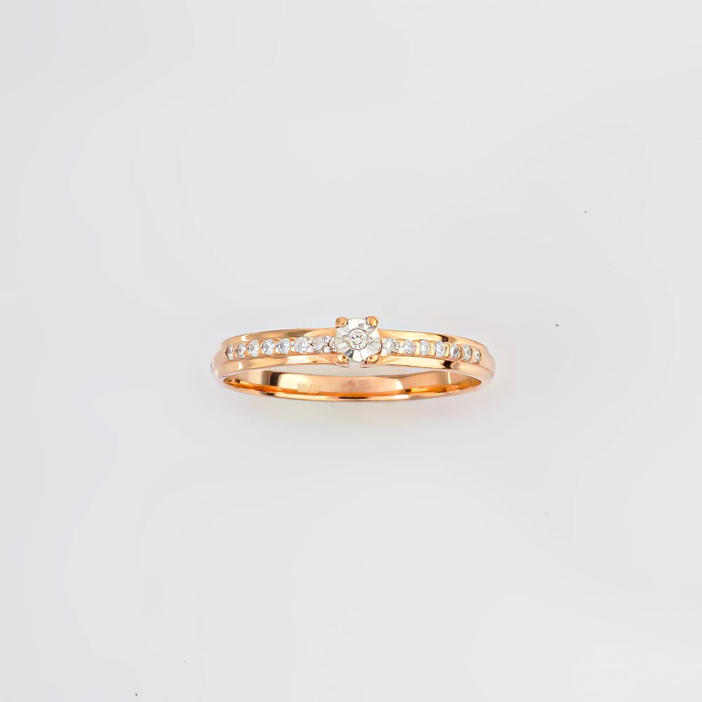 Кольцо с бриллиантом из красного золота 585 пробы