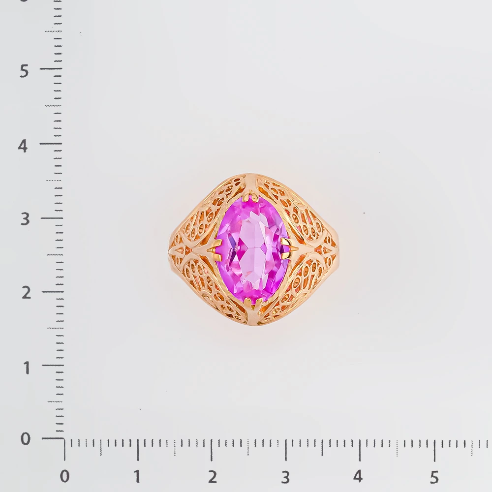 Кольцо с фианитом из красного золота 583 пробы