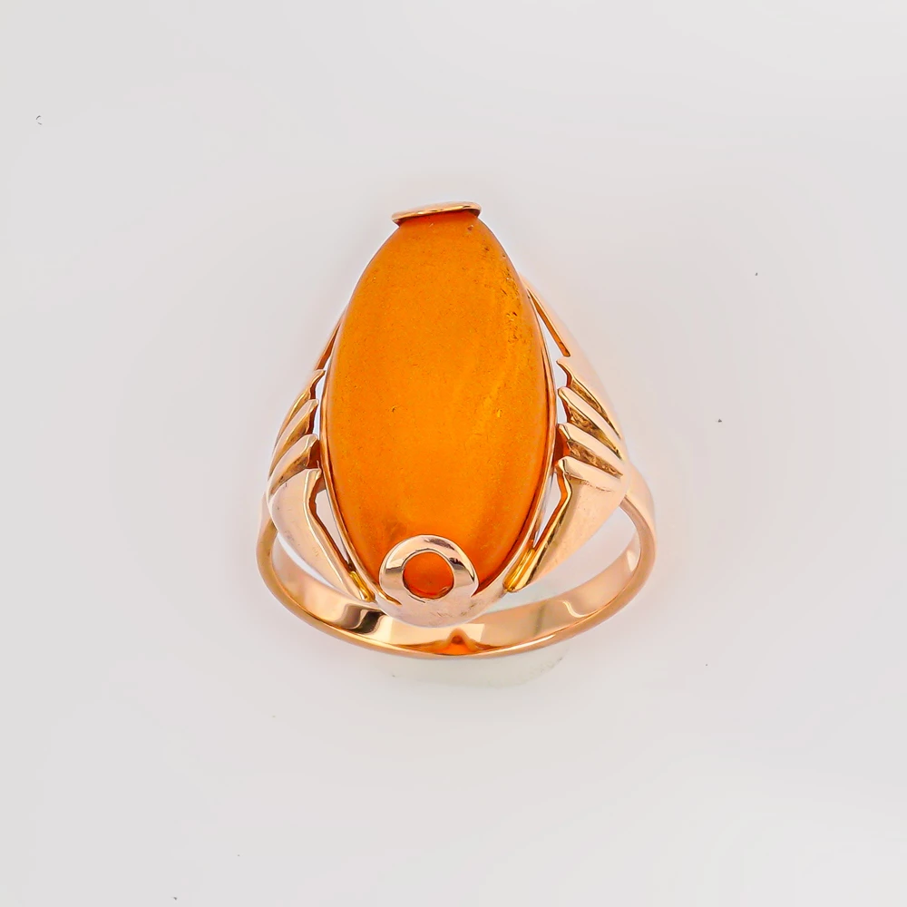 Кольцо с янтарем из красного золота 583 пробы