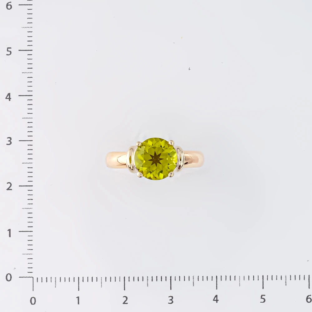 Кольцо с хризолитом из красного золота 585 пробы