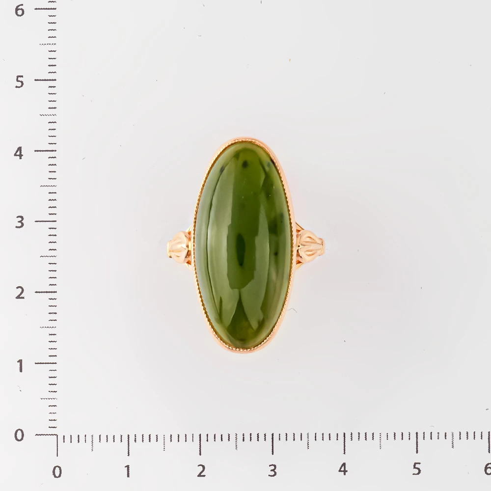 Кольцо с нефритом из красного золота 583 пробы