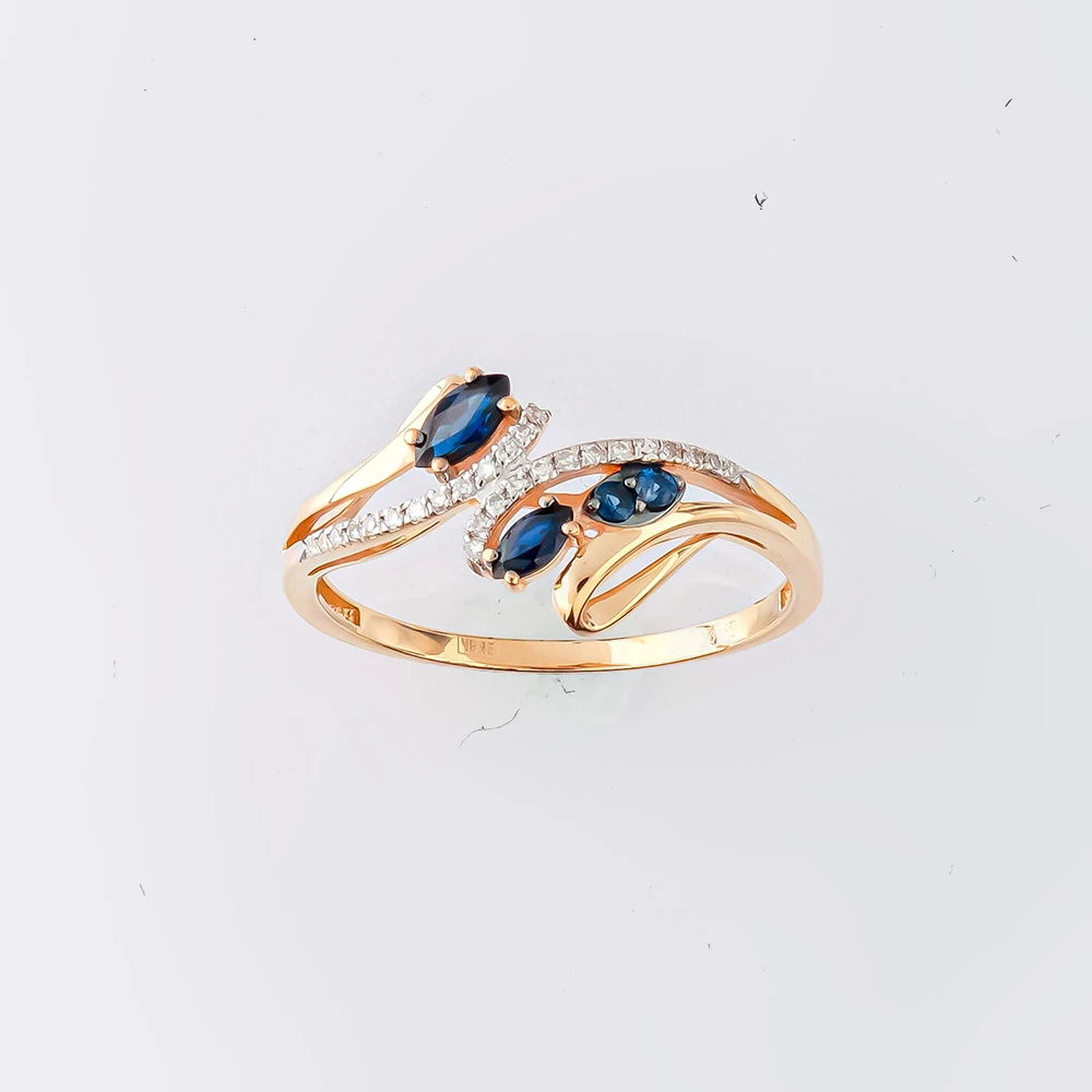 Кольцо с сапфиром из красного золота 585 пробы