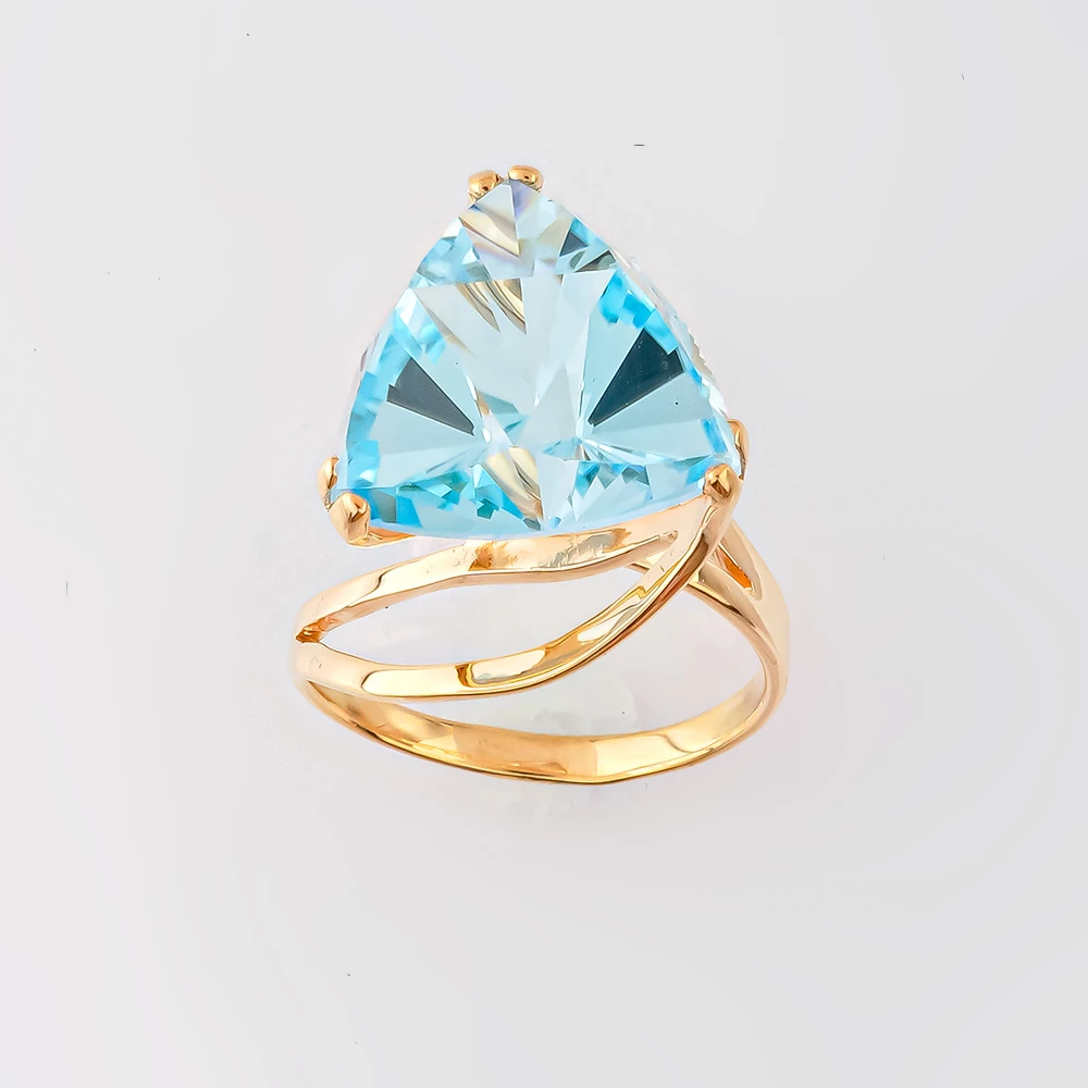 Кольцо с топазом из красного золота 585 пробы