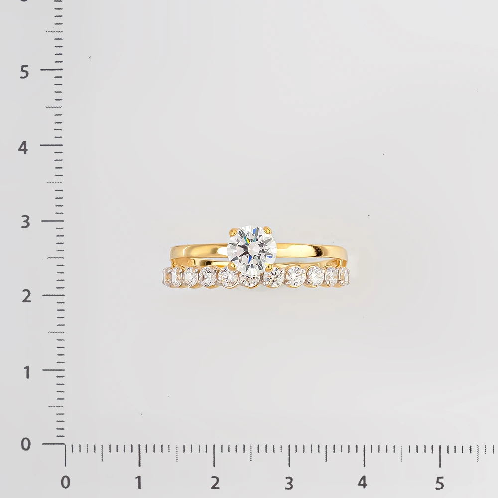 Кольцо с фианитом из желтого золота 585 пробы