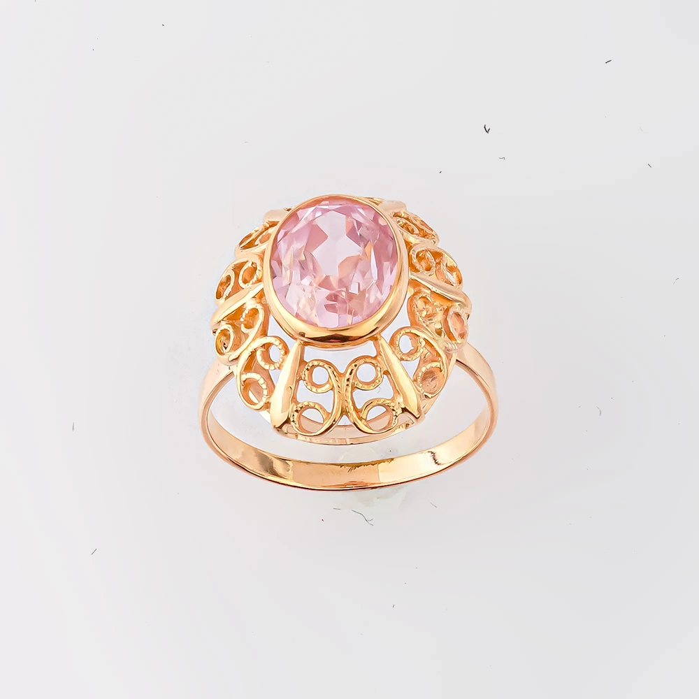 Кольцо с фианитом из красного золота 583 пробы