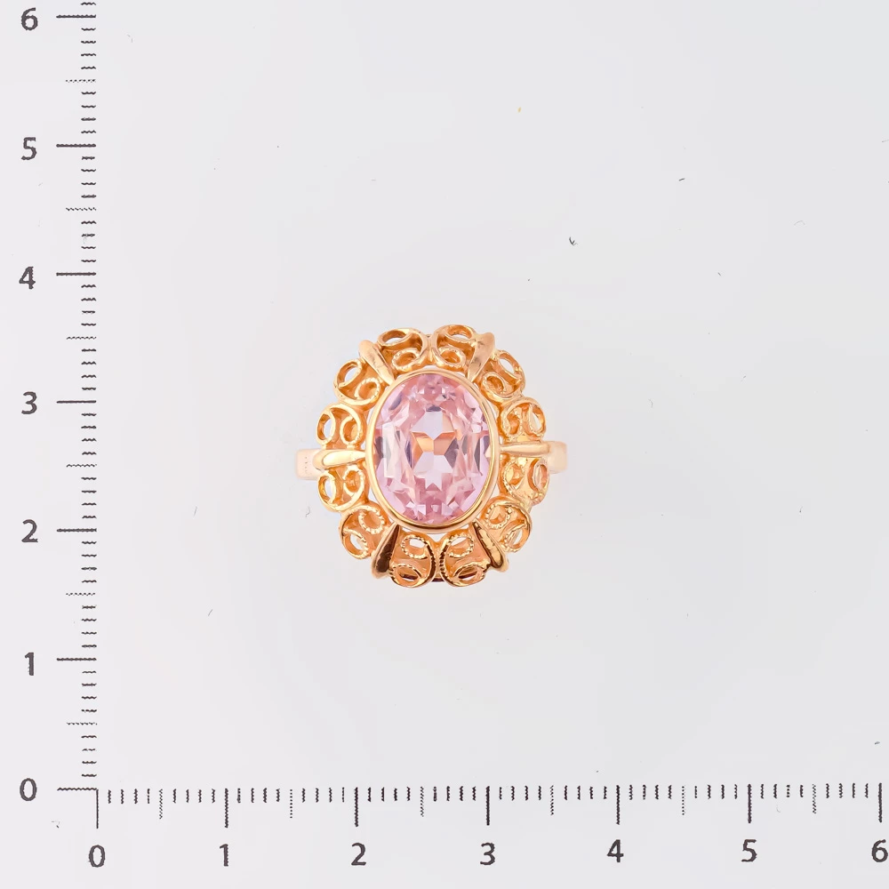 Кольцо с фианитом из красного золота 583 пробы