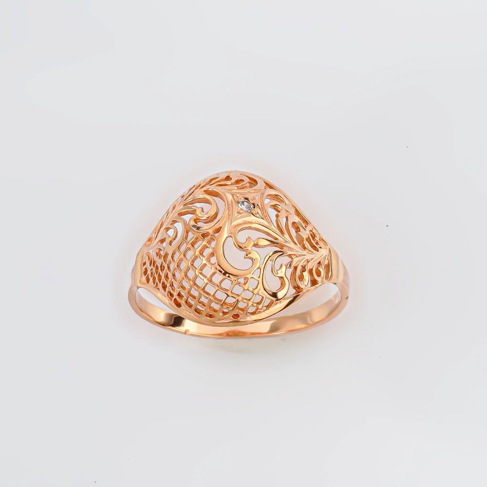 Кольцо с фианитом из красного золота 375 пробы