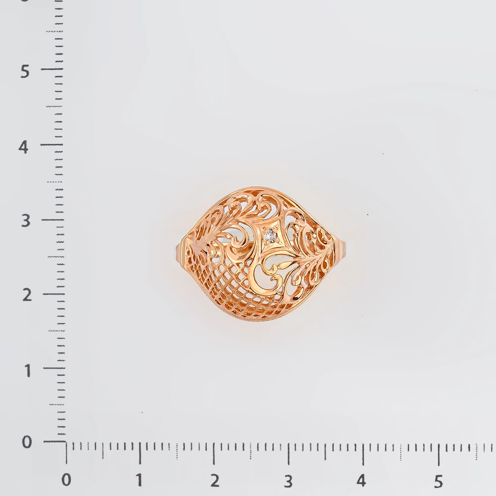 Кольцо с фианитом из красного золота 375 пробы