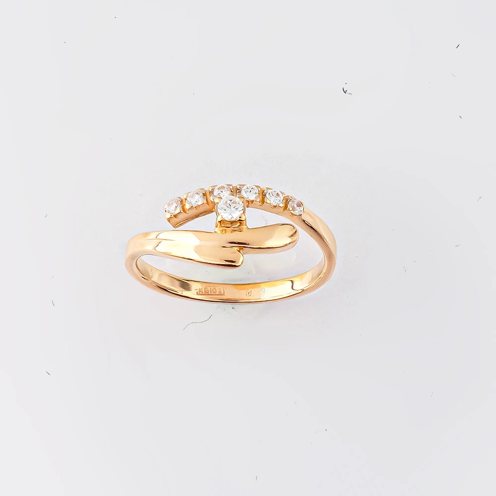 Кольцо с фианитом из красного золота 585 пробы