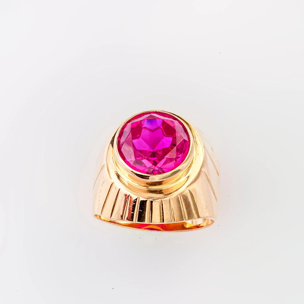 Кольцо с фианитом из красного золота 583 пробы