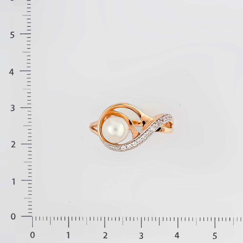 Кольцо с культивированным жемчугом из красного золота 585 пробы