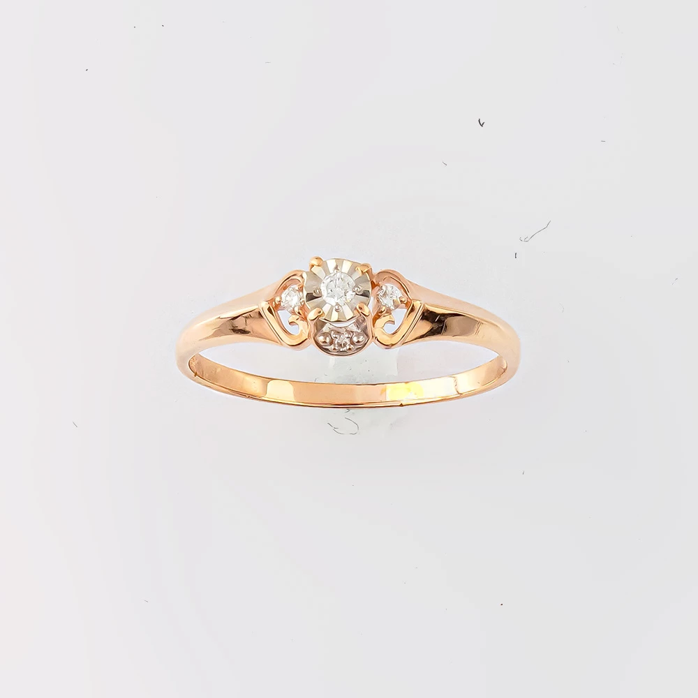 Кольцо с бриллиантом из красного золота 585 пробы